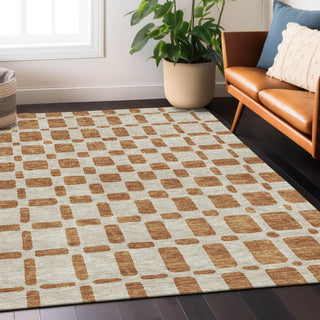 Piper Looms Chantille Squares ACN871 Terracotta Machine Washable Area Rug Lifestyle Image Feature