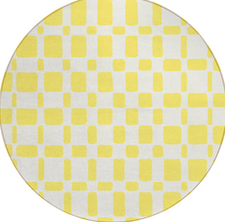 Piper Looms Chantille Squares ACN871 Yellow Machine Washable Area Rug Round Main Image