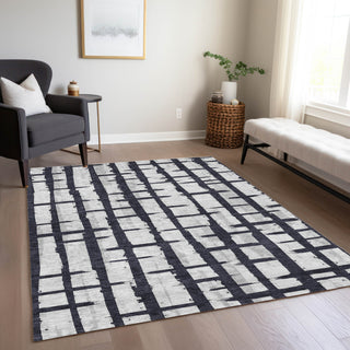 Piper Looms Chantille Stripes ACN872 Black Machine Washable Area Rug Lifestyle Image Feature