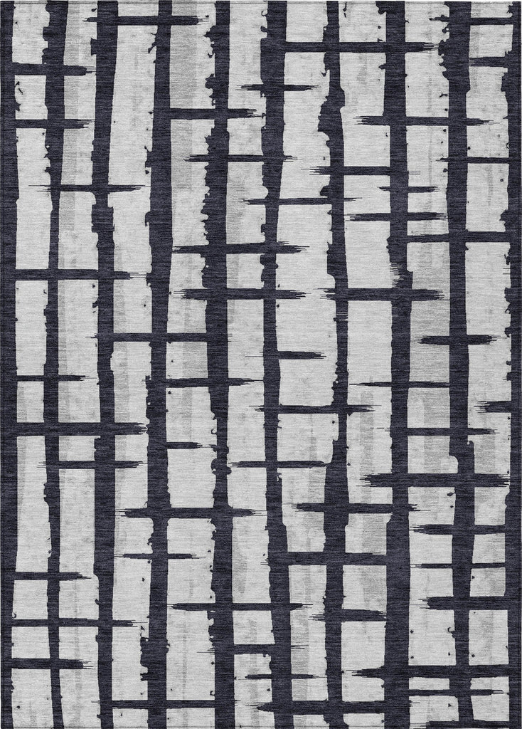 Piper Looms Chantille Stripes ACN872 Black Machine Washable Area Rug main image