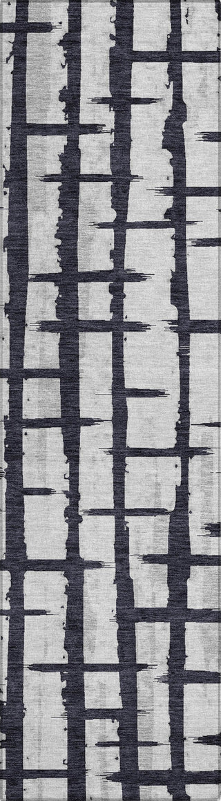 Piper Looms Chantille Stripes ACN872 Black Machine Washable Area Rug Runner Main Image