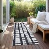 Piper Looms Chantille Stripes ACN872 Black Machine Washable Area Rug Runner Outdoor Lifestyle Image Feature