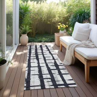 Piper Looms Chantille Stripes ACN872 Black Machine Washable Area Rug Runner Outdoor Lifestyle Image Feature