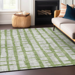 Piper Looms Chantille Stripes ACN872 Green Machine Washable Area Rug Lifestyle Image Feature