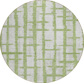 Piper Looms Chantille Stripes ACN872 Green Machine Washable Area Rug Round Main Image