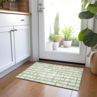 Piper Looms Chantille Stripes ACN872 Green Machine Washable Area Rug Scatter Lifestyle Image Feature