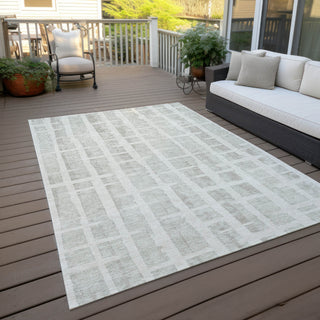 Piper Looms Chantille Stripes ACN872 Ivory Machine Washable Area Rug Outdoor Lifestyle Image Feature