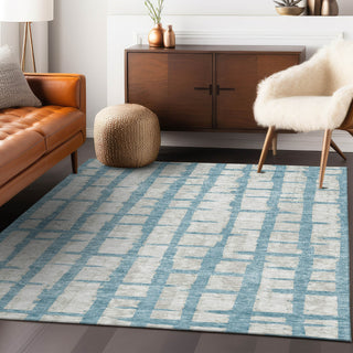 Piper Looms Chantille Stripes ACN872 Sky Machine Washable Area Rug Lifestyle Image Feature