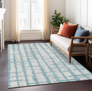 Piper Looms Chantille Stripes ACN872 Sky Machine Washable Area Rug Lifestyle Image Feature