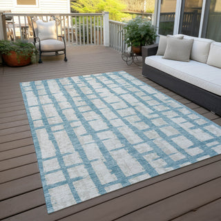 Piper Looms Chantille Stripes ACN872 Sky Machine Washable Area Rug Outdoor Lifestyle Image Feature