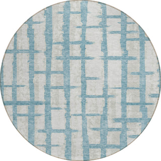 Piper Looms Chantille Stripes ACN872 Sky Machine Washable Area Rug Round Main Image