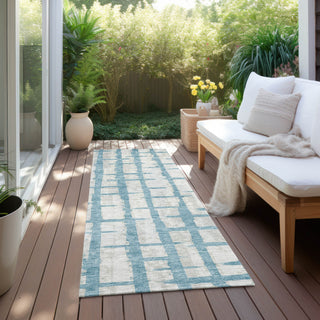 Piper Looms Chantille Stripes ACN872 Sky Machine Washable Area Rug Runner Outdoor Lifestyle Image Feature