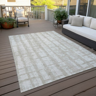 Piper Looms Chantille Stripes ACN872 Taupe Machine Washable Area Rug Outdoor Lifestyle Image Feature