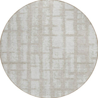 Piper Looms Chantille Stripes ACN872 Taupe Machine Washable Area Rug Round Main Image