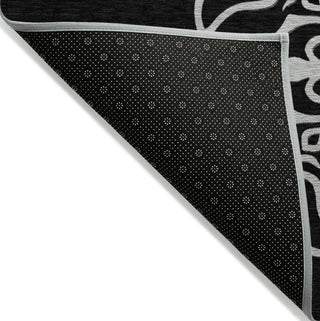 Piper Looms Chantille Scrolls ACN874 Black Machine Washable Area Rug Backing Image