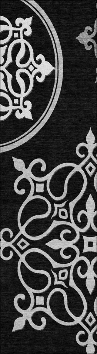 Piper Looms Chantille Scrolls ACN874 Black Machine Washable Area Rug Runner Main Image