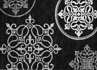 Piper Looms Chantille Scrolls ACN874 Black Machine Washable Area Rug Scatter Main Image