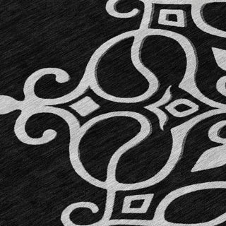 Piper Looms Chantille Scrolls ACN874 Black Machine Washable Area Rug Swatch Image