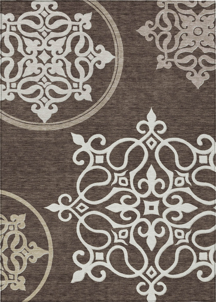 Piper Looms Chantille Scrolls ACN874 Chocolate Machine Washable Area Rug main image