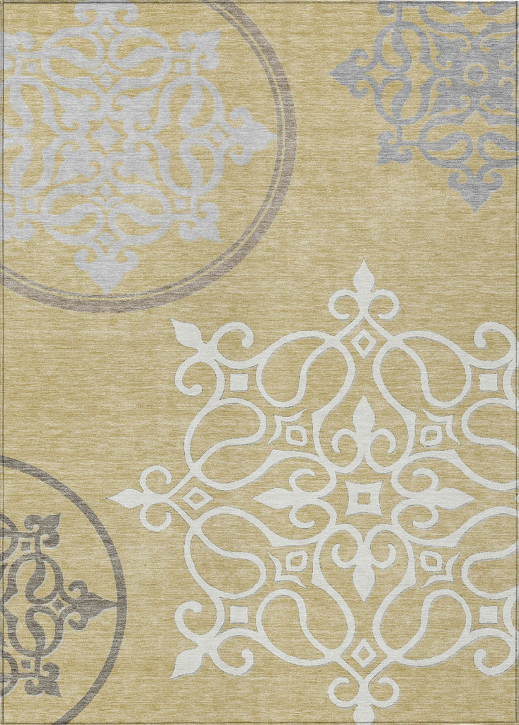 Piper Looms Chantille Scrolls ACN874 Gold Machine Washable Area Rug main image