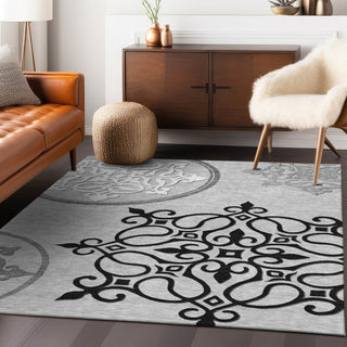 Piper Looms Chantille Scrolls ACN874 Gray Machine Washable Area Rug Lifestyle Image Feature