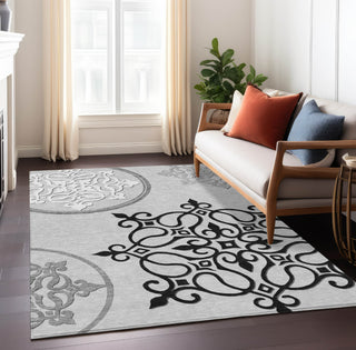 Piper Looms Chantille Scrolls ACN874 Gray Machine Washable Area Rug Lifestyle Image Feature