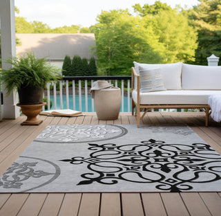 Piper Looms Chantille Scrolls ACN874 Gray Machine Washable Area Rug Outdoor Lifestyle Image Feature
