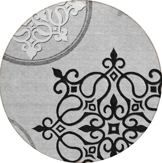 Piper Looms Chantille Scrolls ACN874 Gray Machine Washable Area Rug Round Main Image