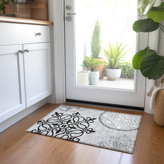 Piper Looms Chantille Scrolls ACN874 Gray Machine Washable Area Rug Scatter Lifestyle Image Feature