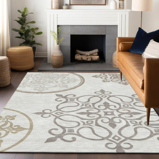 Piper Looms Chantille Scrolls ACN874 Ivory Machine Washable Area Rug Lifestyle Image Feature