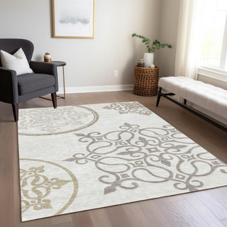 Piper Looms Chantille Scrolls ACN874 Ivory Machine Washable Area Rug Lifestyle Image Feature