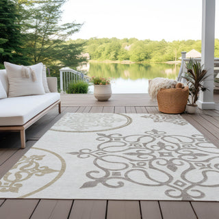 Piper Looms Chantille Scrolls ACN874 Ivory Machine Washable Area Rug Outdoor Lifestyle Image Feature