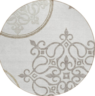 Piper Looms Chantille Scrolls ACN874 Ivory Machine Washable Area Rug Round Main Image