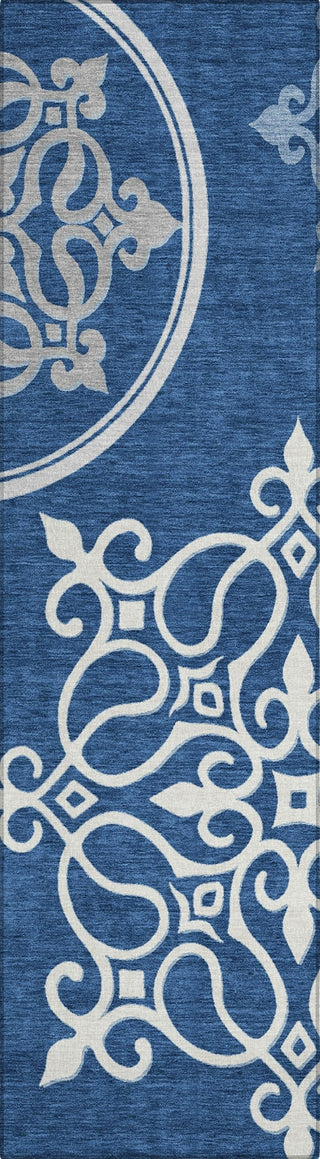 Piper Looms Chantille Scrolls ACN874 Navy Machine Washable Area Rug Runner Main Image