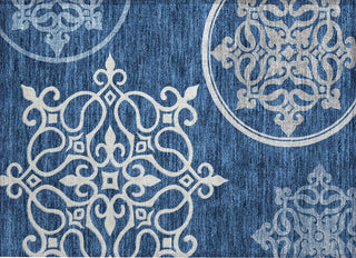Piper Looms Chantille Scrolls ACN874 Navy Machine Washable Area Rug Scatter Main Image