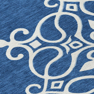 Piper Looms Chantille Scrolls ACN874 Navy Machine Washable Area Rug Swatch Image