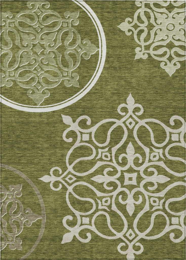 Piper Looms Chantille Scrolls ACN874 Olive Machine Washable Area Rug main image