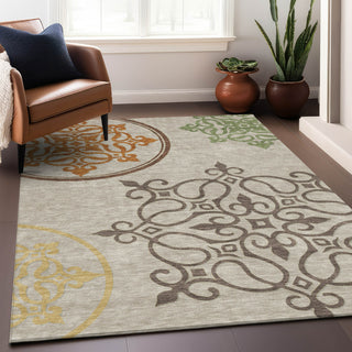 Piper Looms Chantille Scrolls ACN874 Taupe Machine Washable Area Rug Lifestyle Image Feature