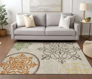 Piper Looms Chantille Scrolls ACN874 Taupe Machine Washable Area Rug Lifestyle Image Feature