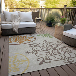 Piper Looms Chantille Scrolls ACN874 Taupe Machine Washable Area Rug Outdoor Lifestyle Image Feature