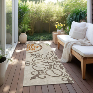 Piper Looms Chantille Scrolls ACN874 Taupe Machine Washable Area Rug Runner Outdoor Lifestyle Image Feature