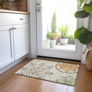 Piper Looms Chantille Scrolls ACN874 Taupe Machine Washable Area Rug Scatter Lifestyle Image Feature