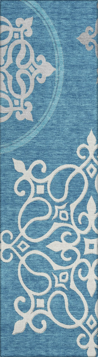 Piper Looms Chantille Scrolls ACN874 Teal Machine Washable Area Rug Runner Main Image
