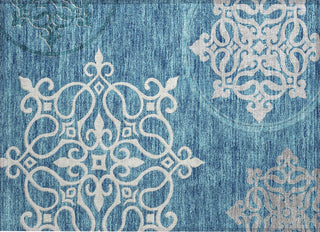 Piper Looms Chantille Scrolls ACN874 Teal Machine Washable Area Rug Scatter Main Image