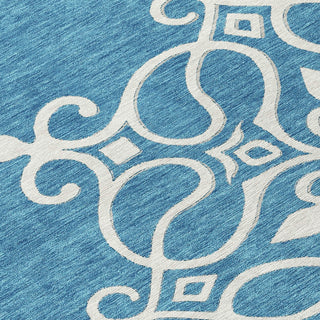 Piper Looms Chantille Scrolls ACN874 Teal Machine Washable Area Rug Swatch Image
