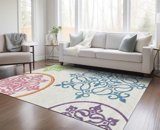 Piper Looms Chantille Scrolls ACN874 White Machine Washable Area Rug Lifestyle Image Feature
