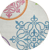 Piper Looms Chantille Scrolls ACN874 White Machine Washable Area Rug Round Main Image