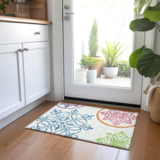 Piper Looms Chantille Scrolls ACN874 White Machine Washable Area Rug Scatter Lifestyle Image Feature