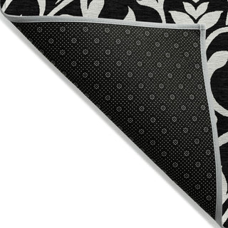 Piper Looms Chantille Floral ACN875 Black Machine Washable Area Rug Backing Image