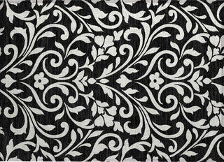 Piper Looms Chantille Floral ACN875 Black Machine Washable Area Rug Scatter Main Image